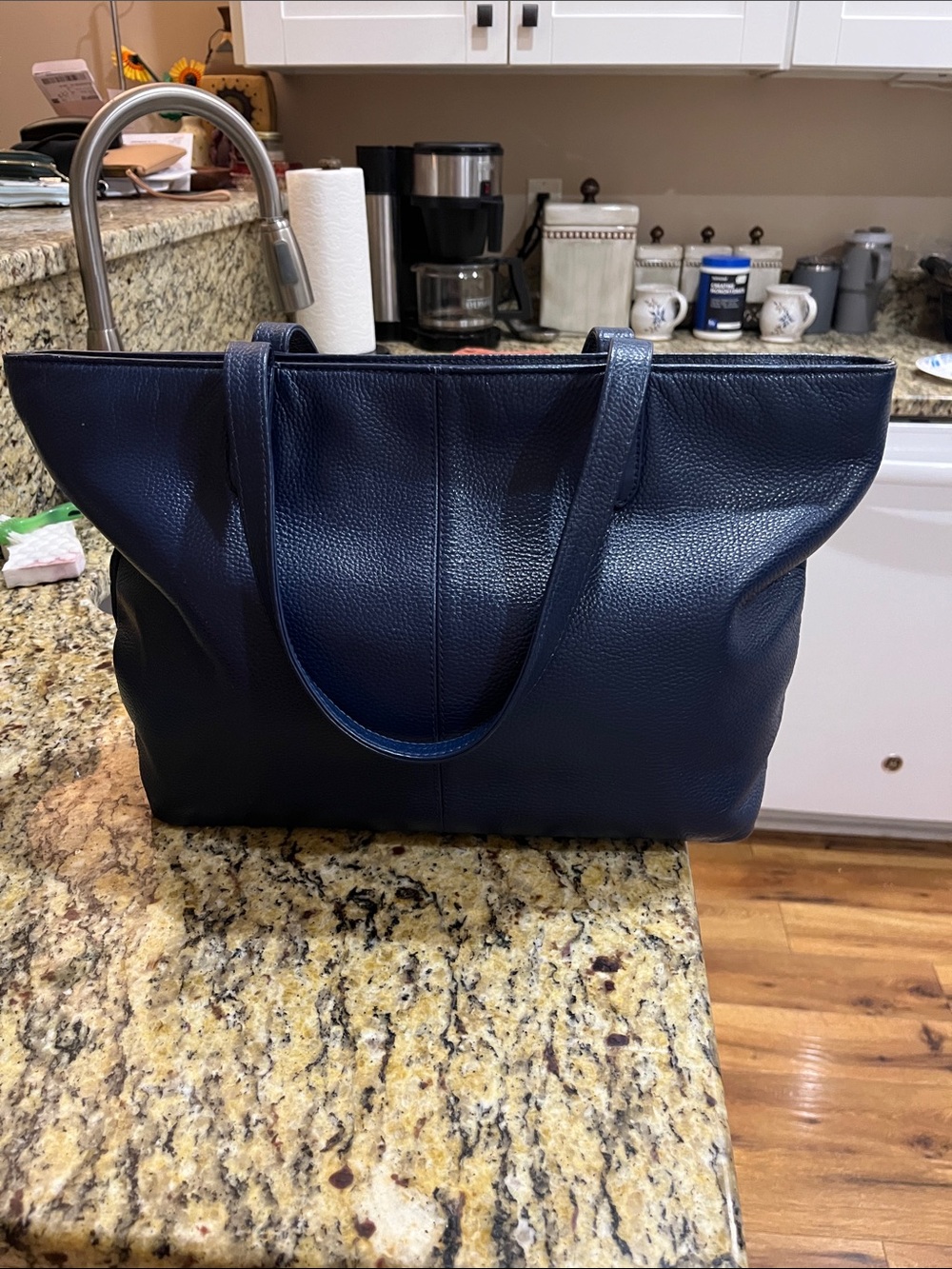 EUC Authentic Onna  Ehrlich Pebbled Leather Navy Blue Handbag